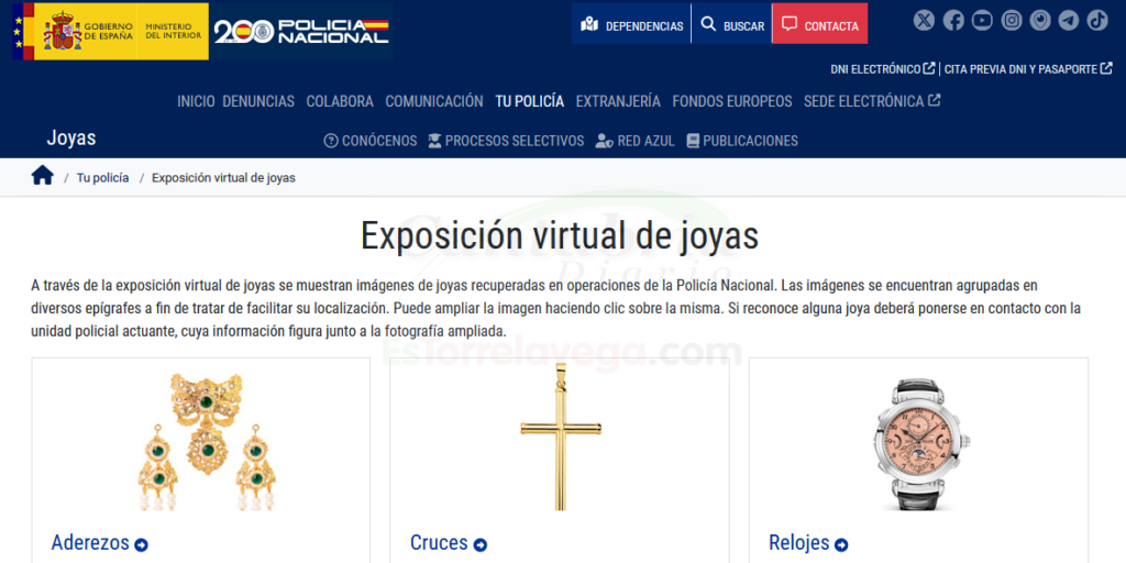 ¿Le robaron alguna joya? La Policía Nacional las expone en una página web para que las identifique