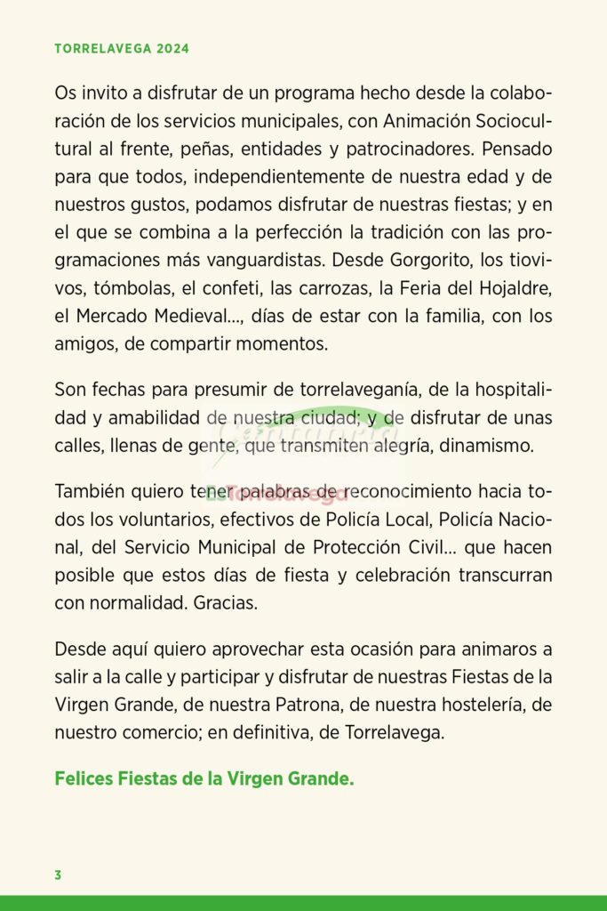 Programa de las Fiestas de la Virgen Grande de Torrelavega, del 9 al 18 de agosto de 2024